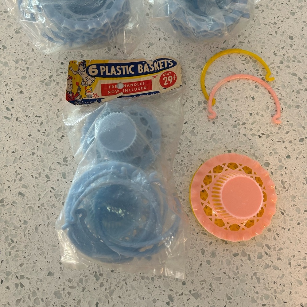 Plastic Baskets Set - Blue, Pink, Yellow